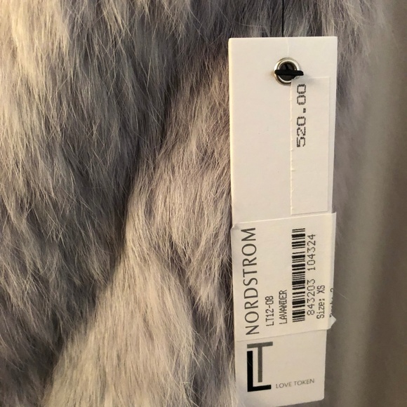 LOVE TOKEN Long Drape Front Genuine Rabbit Fur Vest XS Lavender Light Purple NWT - Picture 6 of 8